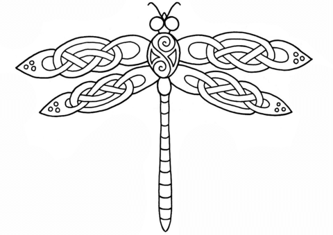 Celtic Dragonfly Design Coloring Page